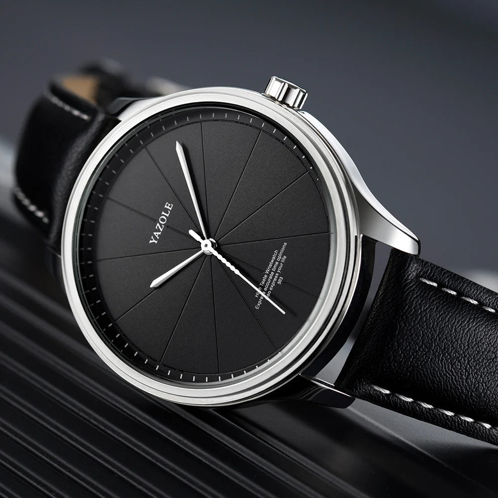 Top Brand Men's Watches Luxury Metal Case Analog Quartz Watches for Men Leather Belt Simple Business Men Watches Montre Homme